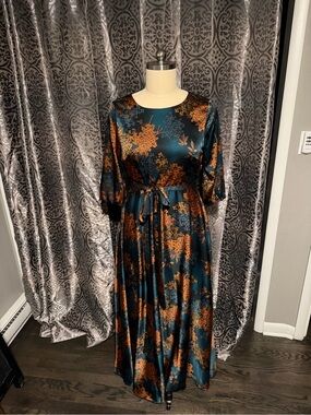 Baltic Born Green and Rust Floral Maxi Dress
